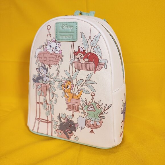 Loungefly Disney Cats & Plants Mini Backpack Soft Tag Marie Figaro Oliver NEW - Picture 9 of 11